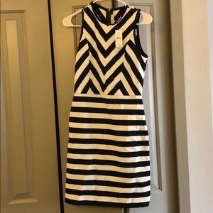 Loft Black and White Stripe Sheath Dress - Size 2